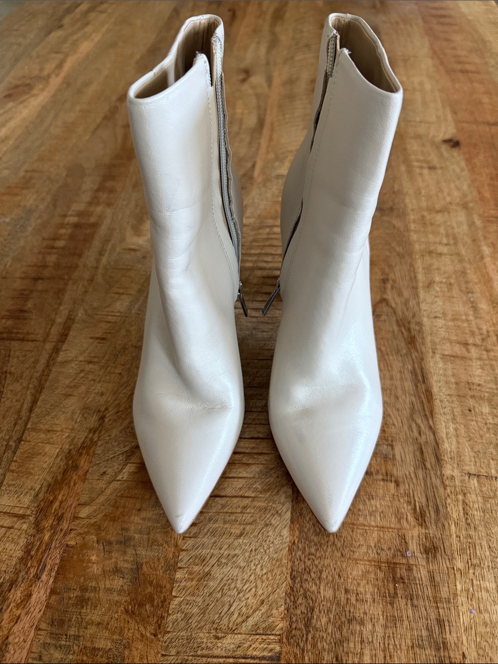 Marc Fisher Cream Pointed-Toe Ankle Booties
